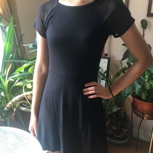 Black Dolman Sheer Sleeve Dress